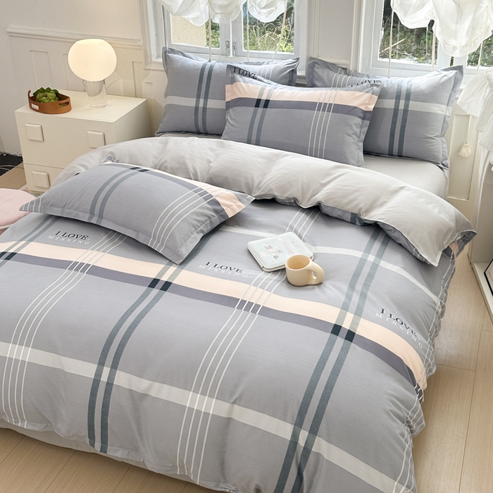 91家纺网 家纺一手货源 找家纺 南通菲度家纺 2025新款高克重芦荟棉四件套-大床 莫斯灰