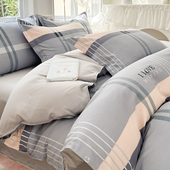 91家纺网 家纺一手货源 找家纺 南通菲度家纺 2025新款高克重芦荟棉四件套-大床 莫斯灰