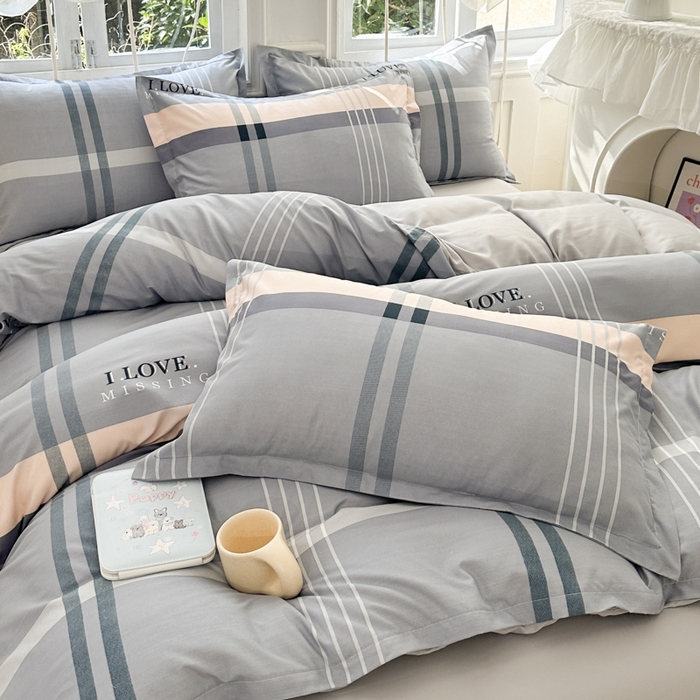 91家纺网 家纺一手货源 找家纺 南通菲度家纺 2025新款高克重芦荟棉四件套-大床 莫斯灰