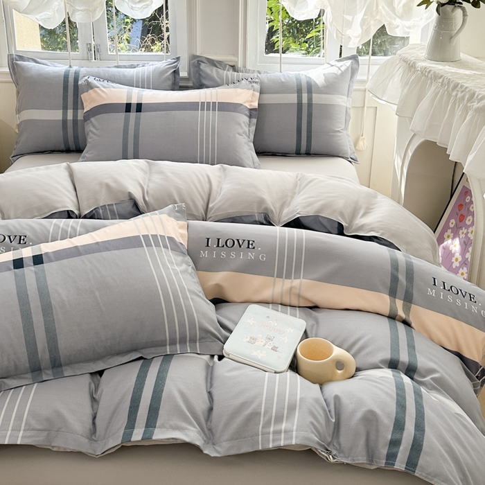 91家纺网 家纺一手货源 找家纺 南通菲度家纺 2025新款高克重芦荟棉四件套-大床 莫斯灰