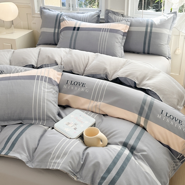 91家纺网 家纺一手货源 找家纺 南通菲度家纺 2025新款高克重芦荟棉四件套-大床 莫斯灰