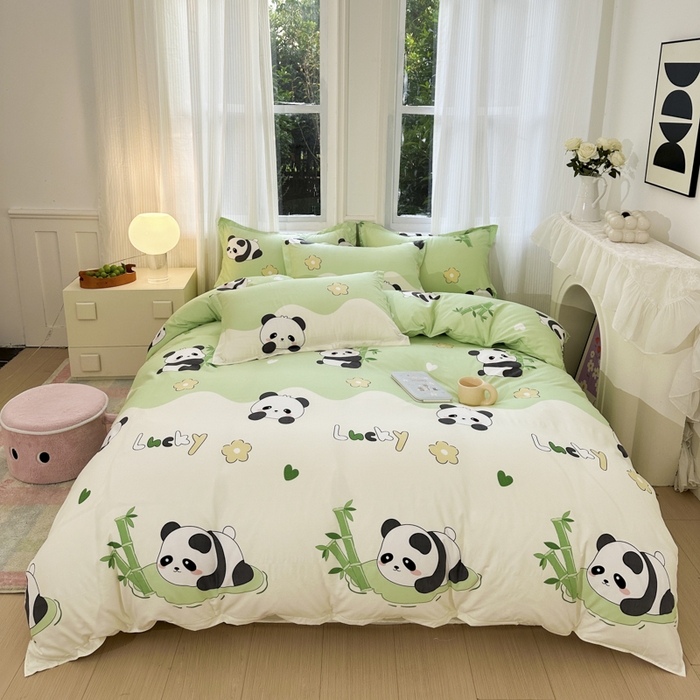 南通菲度家纺 2025新款高克重芦荟棉四件套-大床 熊猫乐园