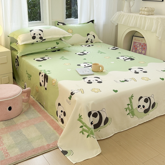 91家纺网 家纺一手货源 找家纺 南通菲度家纺 2025新款高克重芦荟棉四件套-大床 熊猫乐园