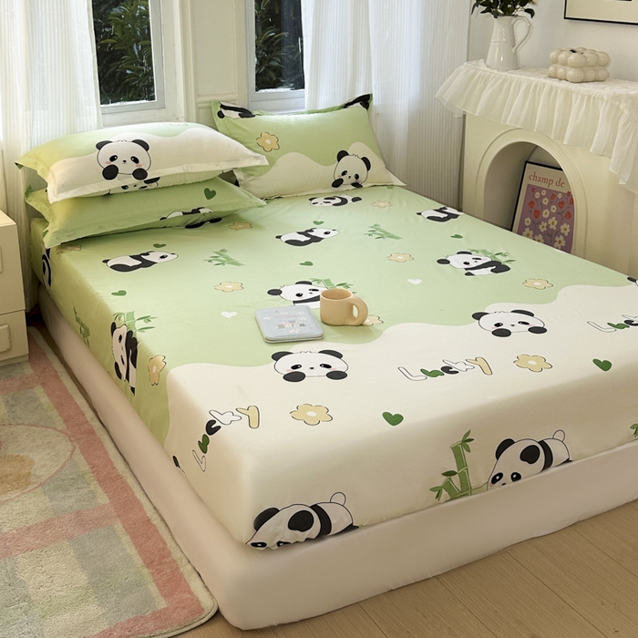 91家纺网 家纺一手货源 找家纺 南通菲度家纺 2025新款高克重芦荟棉四件套-大床 熊猫乐园