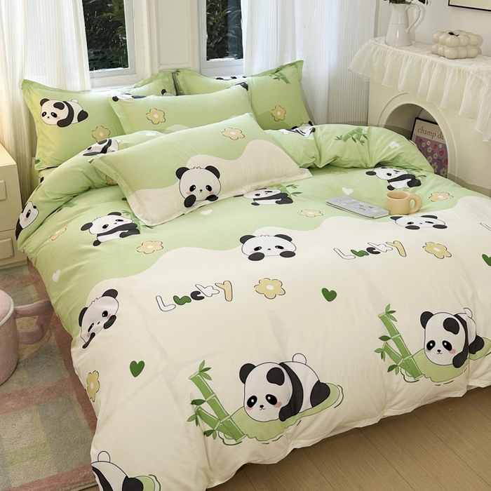 91家纺网 家纺一手货源 找家纺 南通菲度家纺 2025新款高克重芦荟棉四件套-大床 熊猫乐园