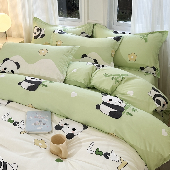 91家纺网 家纺一手货源 找家纺 南通菲度家纺 2025新款高克重芦荟棉四件套-大床 熊猫乐园
