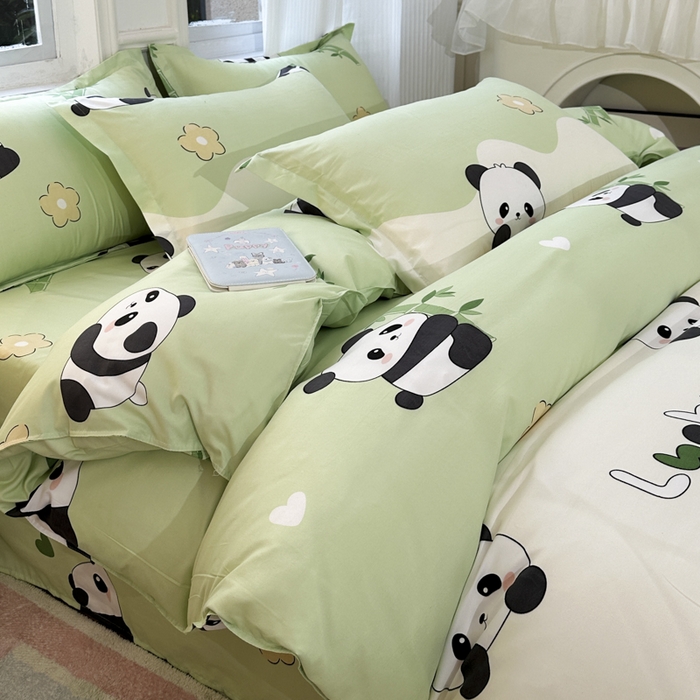 91家纺网 家纺一手货源 找家纺 南通菲度家纺 2025新款高克重芦荟棉四件套-大床 熊猫乐园