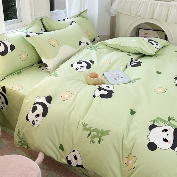 91家纺网 家纺一手货源 找家纺 南通菲度家纺 2025新款高克重芦荟棉四件套-大床 熊猫乐园