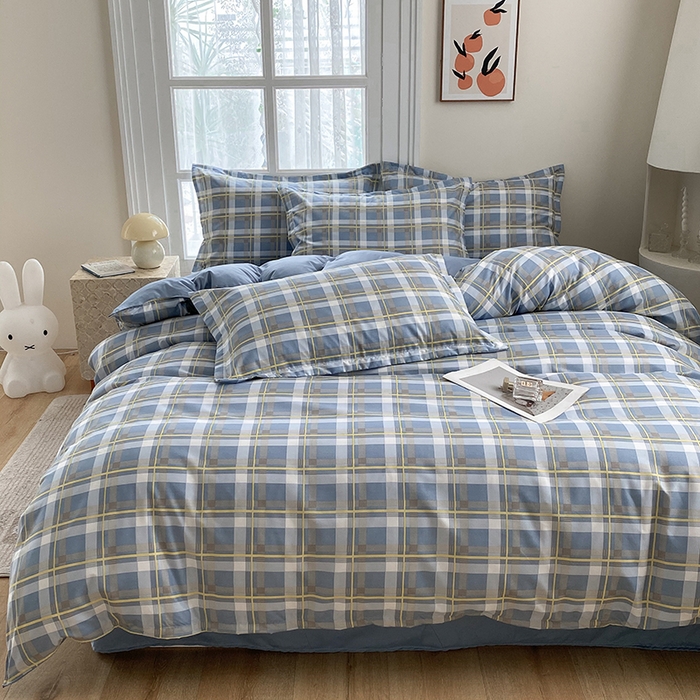 91家纺网 家纺一手货源 找家纺 南通菲度家纺 2025新款高克重芦荟棉四件套-大床 贝拉蓝