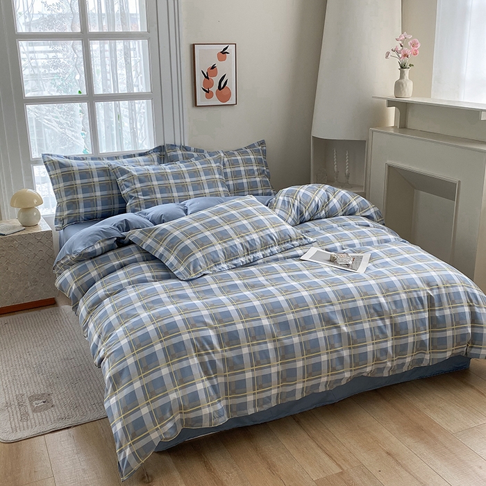 91家纺网 家纺一手货源 找家纺 南通菲度家纺 2025新款高克重芦荟棉四件套-大床 贝拉蓝