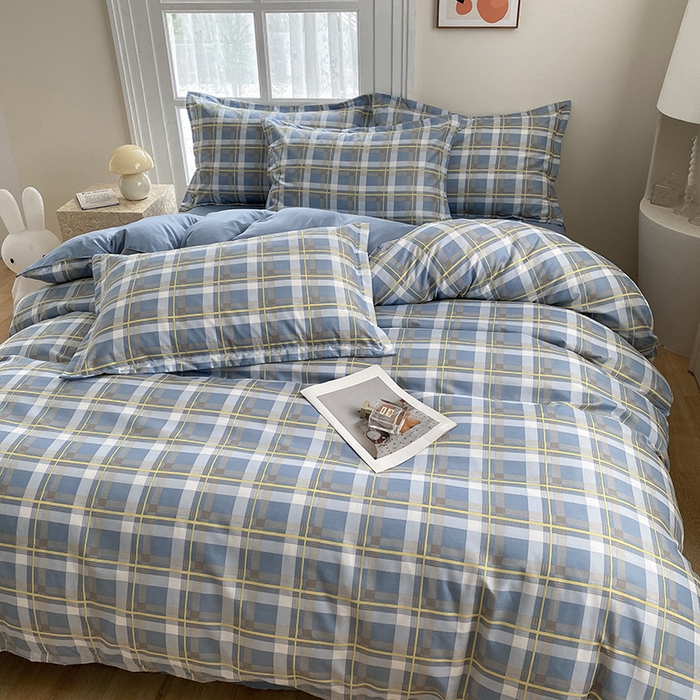 91家纺网 家纺一手货源 找家纺 南通菲度家纺 2025新款高克重芦荟棉四件套-大床 贝拉蓝