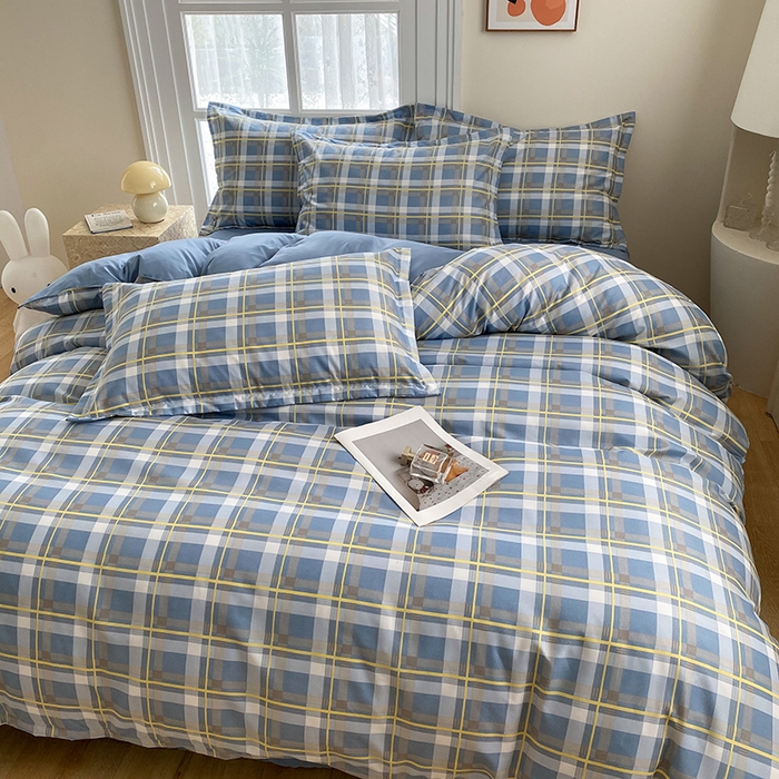 91家纺网 家纺一手货源 找家纺 南通菲度家纺 2025新款高克重芦荟棉四件套-大床 贝拉蓝