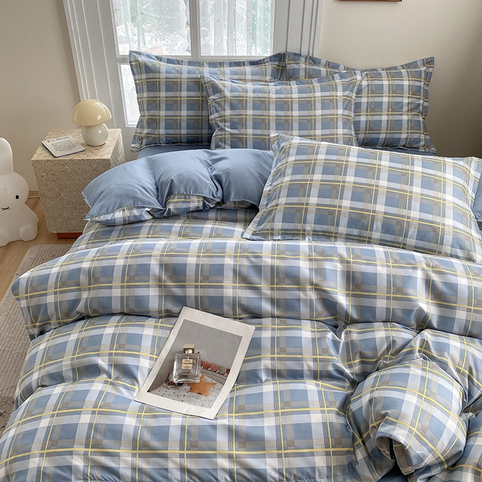 91家纺网 家纺一手货源 找家纺 南通菲度家纺 2025新款高克重芦荟棉四件套-大床 贝拉蓝