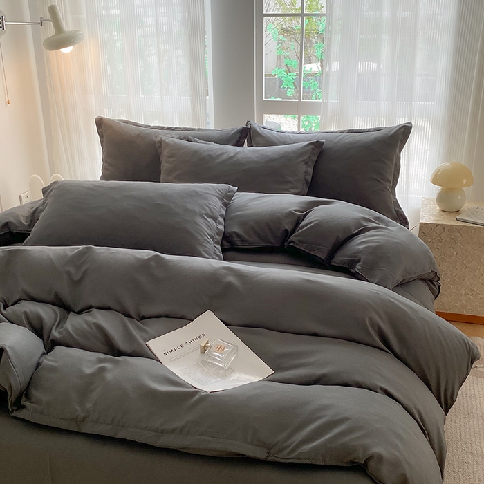 91家纺网 家纺一手货源 找家纺 南通菲度家纺 2025新款高克重芦荟棉四件套-大床 高级灰