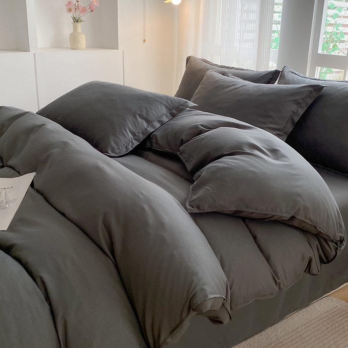 91家纺网 家纺一手货源 找家纺 南通菲度家纺 2025新款高克重芦荟棉四件套-大床 高级灰