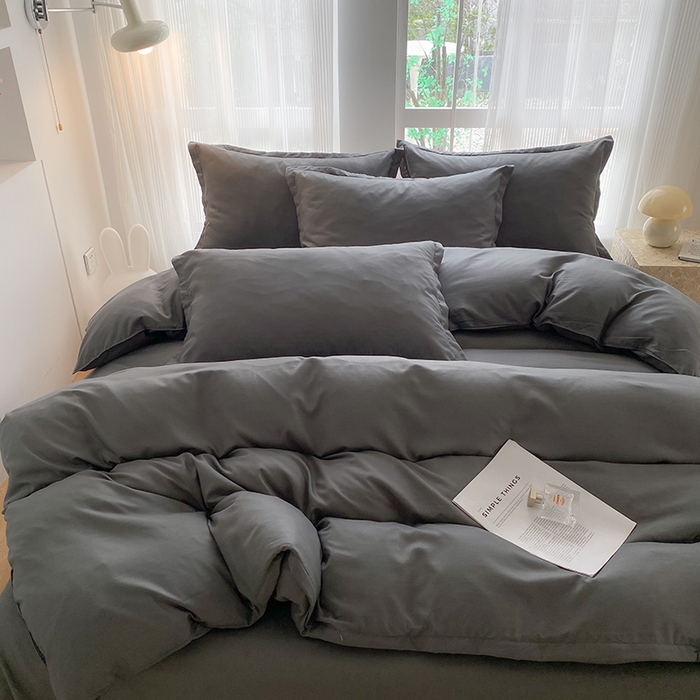 91家纺网 家纺一手货源 找家纺 南通菲度家纺 2025新款高克重芦荟棉四件套-大床 高级灰