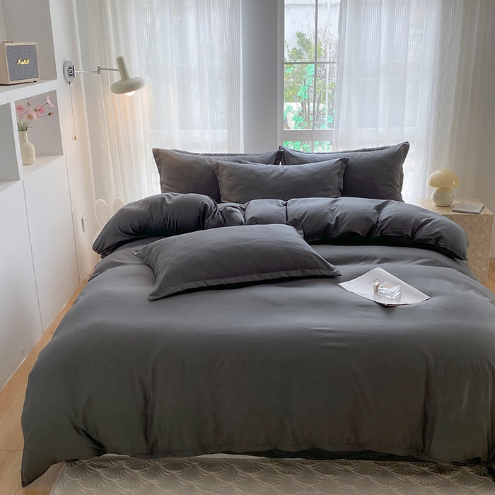 91家纺网 家纺一手货源 找家纺 南通菲度家纺 2025新款高克重芦荟棉四件套-大床 高级灰