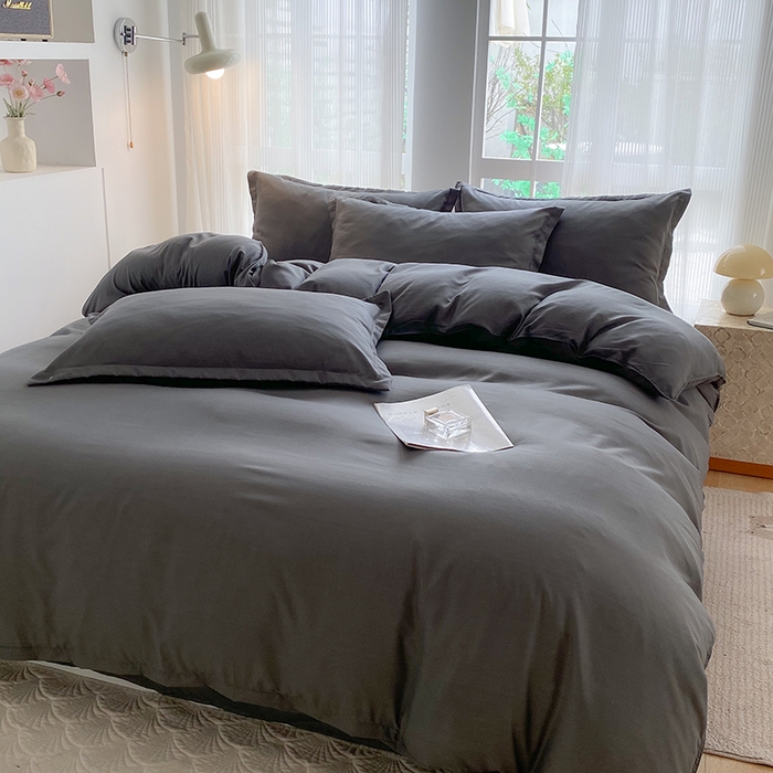 91家纺网 家纺一手货源 找家纺 南通菲度家纺 2025新款高克重芦荟棉四件套-大床 高级灰