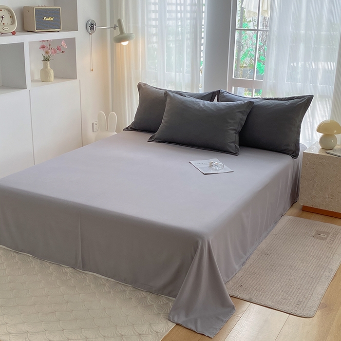 91家纺网 家纺一手货源 找家纺 南通菲度家纺 2025新款高克重芦荟棉四件套-大床 高级灰+银灰