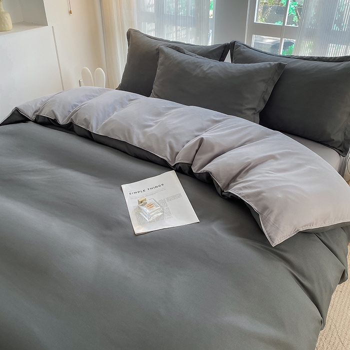 91家纺网 家纺一手货源 找家纺 南通菲度家纺 2025新款高克重芦荟棉四件套-大床 高级灰+银灰
