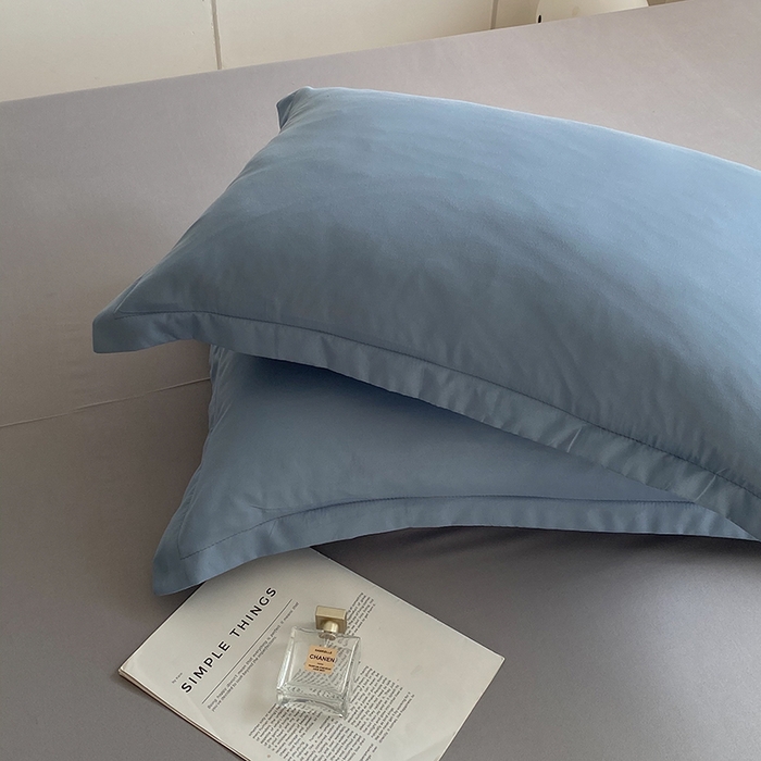 91家纺网 家纺一手货源 找家纺 南通菲度家纺 2025新款高克重芦荟棉四件套-大床 雾蓝+银灰