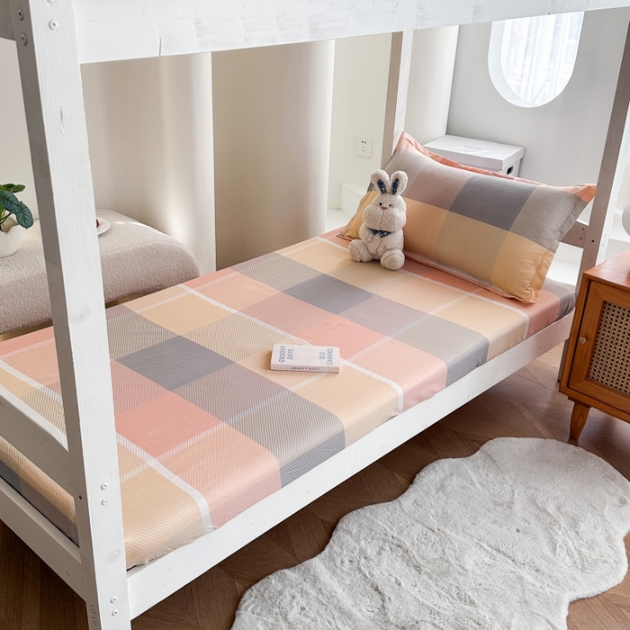 91家纺网 家纺一手货源 找家纺 南通菲度家纺 2025新款高克重芦荟棉四件套-宿舍 粉咖格