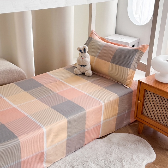 91家纺网 家纺一手货源 找家纺 南通菲度家纺 2025新款高克重芦荟棉四件套-宿舍 粉咖格