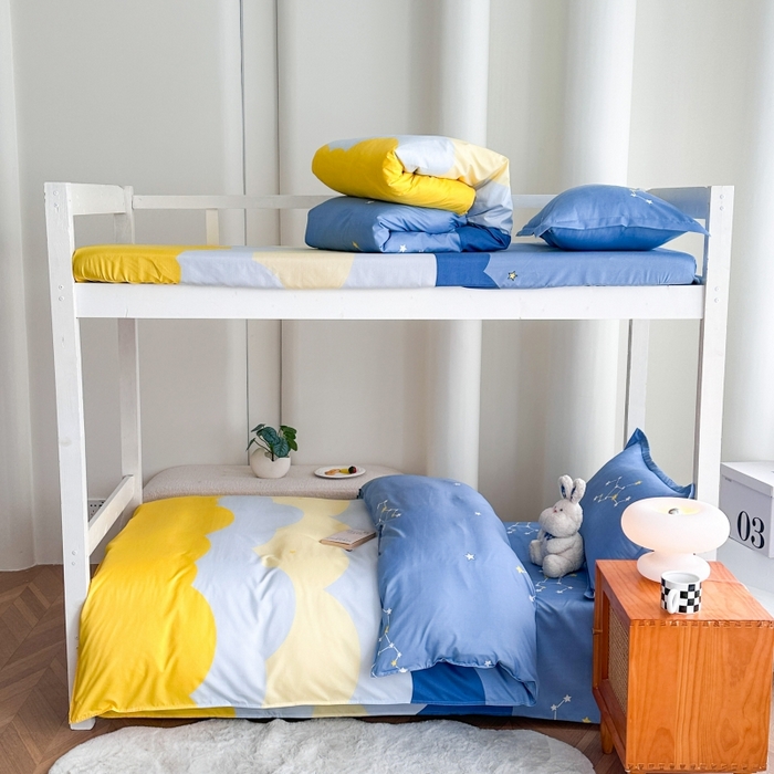 南通菲度家纺 2025新款高克重芦荟棉四件套-宿舍 风清云朵