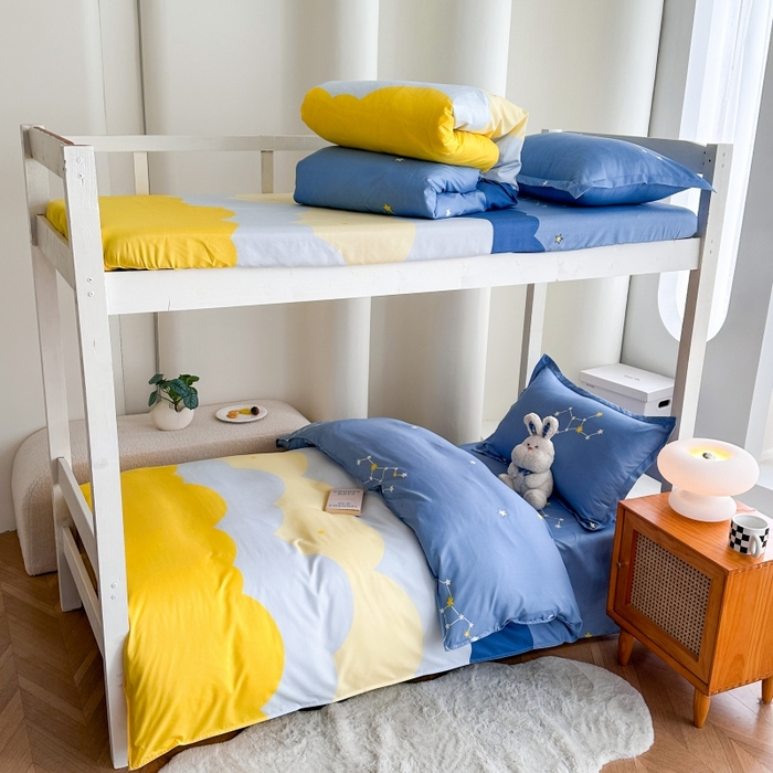 91家纺网 家纺一手货源 找家纺 南通菲度家纺 2025新款高克重芦荟棉四件套-宿舍 风清云朵