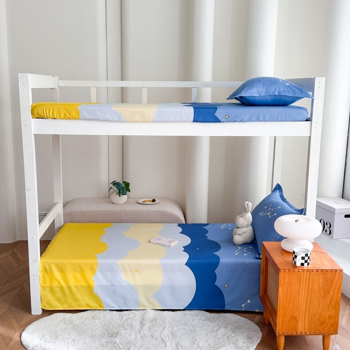 91家纺网 家纺一手货源 找家纺 南通菲度家纺 2025新款高克重芦荟棉四件套-宿舍 风清云朵