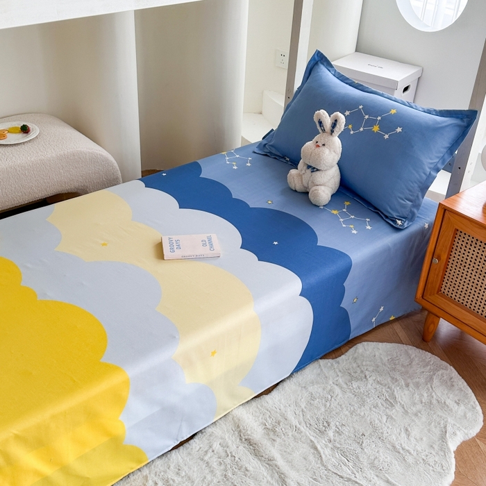 91家纺网 家纺一手货源 找家纺 南通菲度家纺 2025新款高克重芦荟棉四件套-宿舍 风清云朵