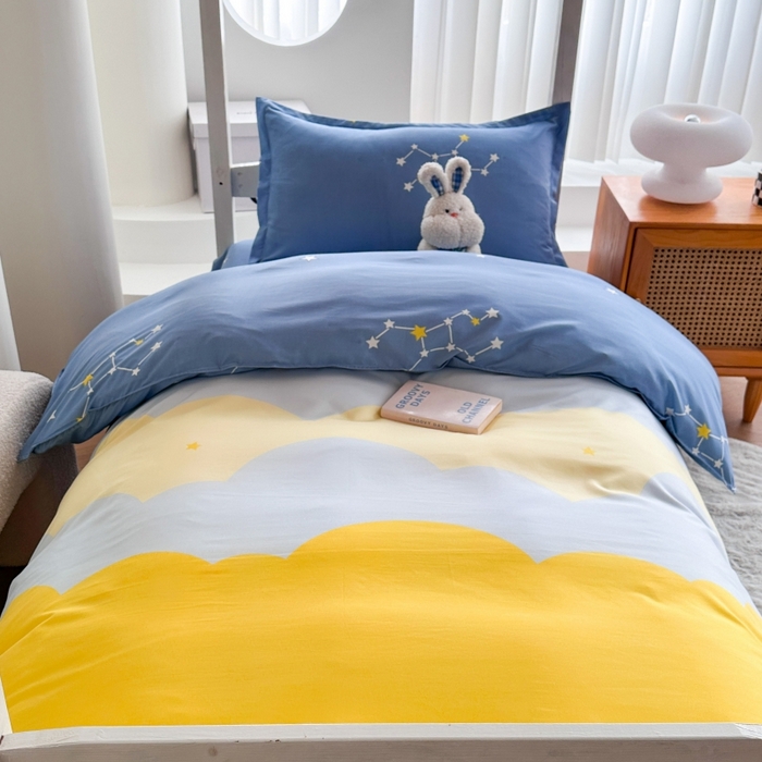 91家纺网 家纺一手货源 找家纺 南通菲度家纺 2025新款高克重芦荟棉四件套-宿舍 风清云朵