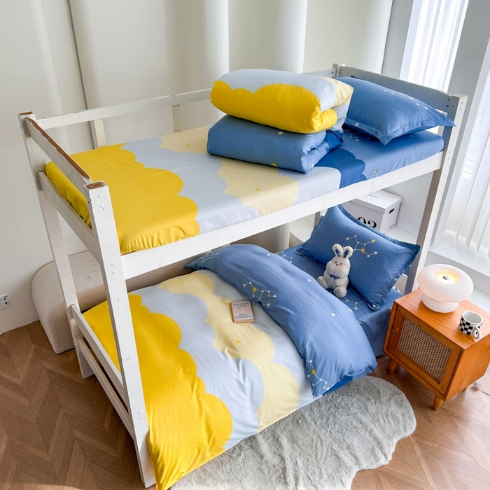 91家纺网 家纺一手货源 找家纺 南通菲度家纺 2025新款高克重芦荟棉四件套-宿舍 风清云朵