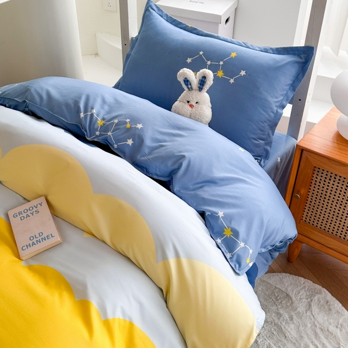 91家纺网 家纺一手货源 找家纺 南通菲度家纺 2025新款高克重芦荟棉四件套-宿舍 风清云朵