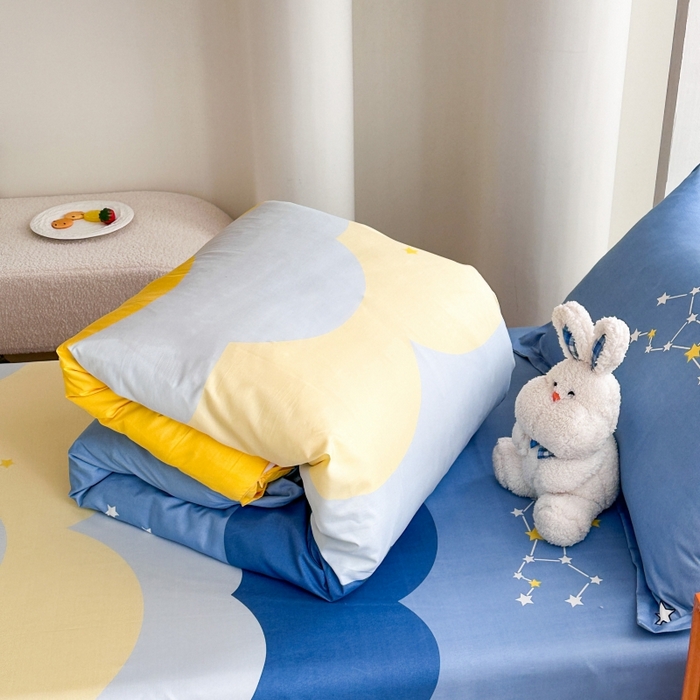 91家纺网 家纺一手货源 找家纺 南通菲度家纺 2025新款高克重芦荟棉四件套-宿舍 风清云朵