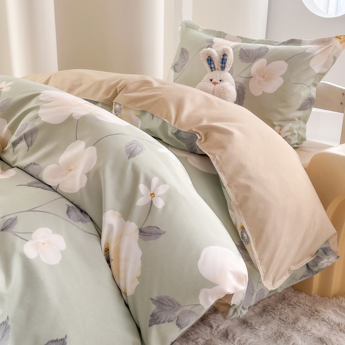 91家纺网 家纺一手货源 找家纺 南通菲度家纺 2025新款高克重芦荟棉四件套-宿舍 花开盛夏