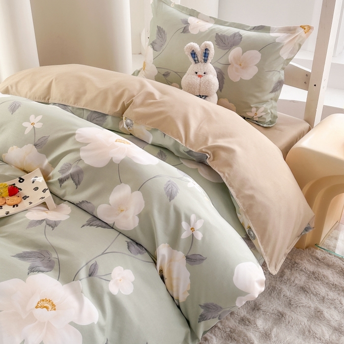 91家纺网 家纺一手货源 找家纺 南通菲度家纺 2025新款高克重芦荟棉四件套-宿舍 花开盛夏