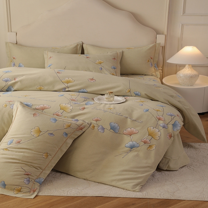 91家纺网 家纺一手货源 找家纺 幸嘉轩 2025新款全棉纯棉喷气加厚磨毛四件套-系列五 黛叶