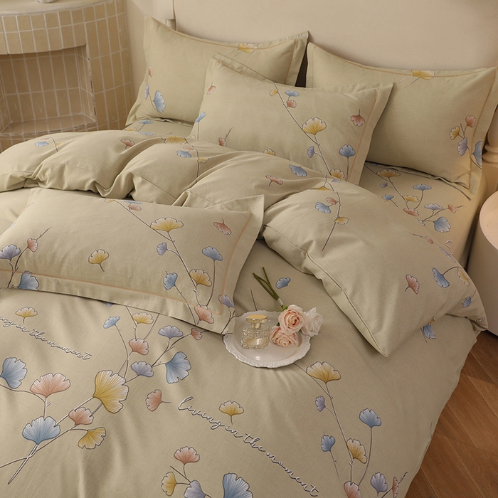 91家纺网 家纺一手货源 找家纺 幸嘉轩 2025新款全棉纯棉喷气加厚磨毛四件套-系列五 黛叶