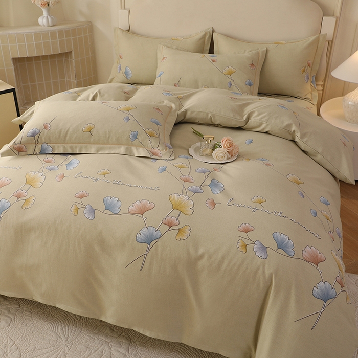 91家纺网 家纺一手货源 找家纺 幸嘉轩 2025新款全棉纯棉喷气加厚磨毛四件套-系列五 黛叶