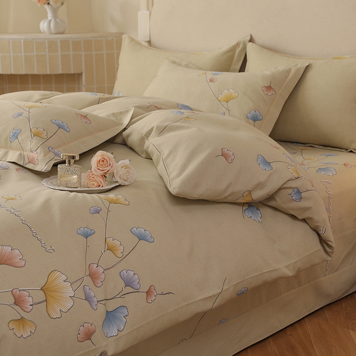 91家纺网 家纺一手货源 找家纺 幸嘉轩 2025新款全棉纯棉喷气加厚磨毛四件套-系列五 黛叶