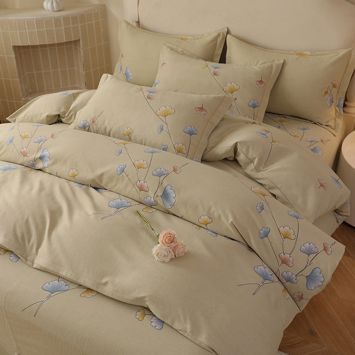 91家纺网 家纺一手货源 找家纺 幸嘉轩 2025新款全棉纯棉喷气加厚磨毛四件套-系列五 黛叶