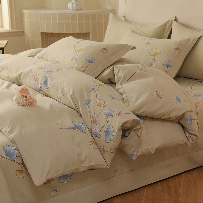 91家纺网 家纺一手货源 找家纺 幸嘉轩 2025新款全棉纯棉喷气加厚磨毛四件套-系列五 黛叶