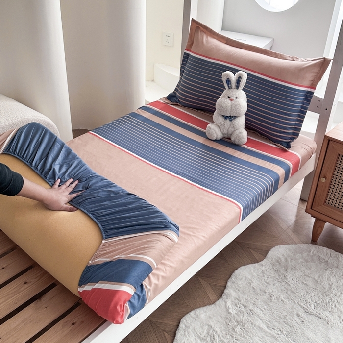 91家纺网 家纺一手货源 找家纺 南通菲度家纺 2025新款高克重芦荟棉四件套-宿舍 魅力蓝