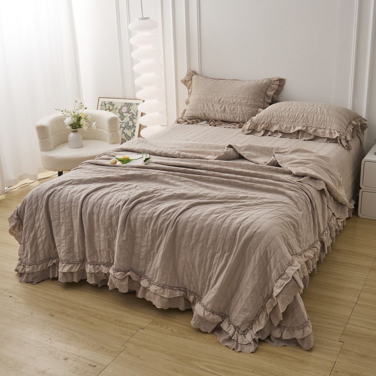 91家纺网 家纺一手货源 找家纺 （总）上喜 2025新款全棉砂洗床盖新升级第五代