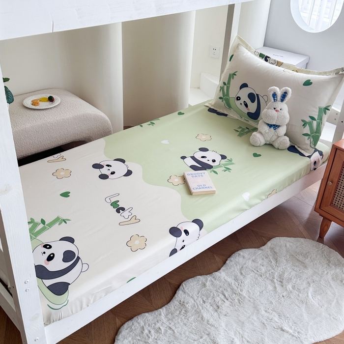 91家纺网 家纺一手货源 找家纺 南通菲度家纺 2025新款高克重芦荟棉四件套-宿舍 熊猫乐园