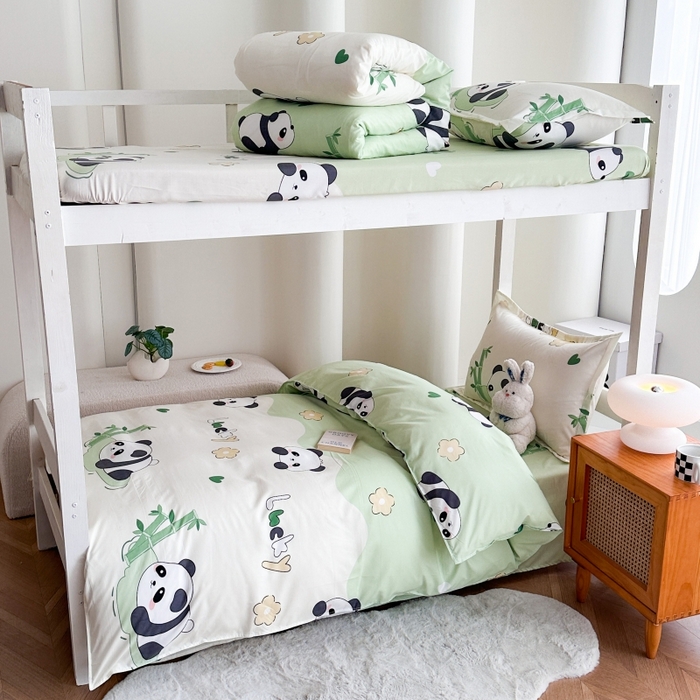 91家纺网 家纺一手货源 找家纺 南通菲度家纺 2025新款高克重芦荟棉四件套-宿舍 熊猫乐园