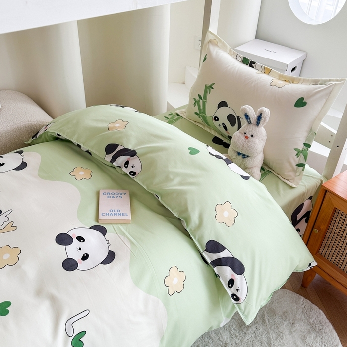 91家纺网 家纺一手货源 找家纺 南通菲度家纺 2025新款高克重芦荟棉四件套-宿舍 熊猫乐园