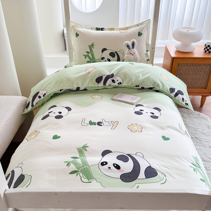 91家纺网 家纺一手货源 找家纺 南通菲度家纺 2025新款高克重芦荟棉四件套-宿舍 熊猫乐园