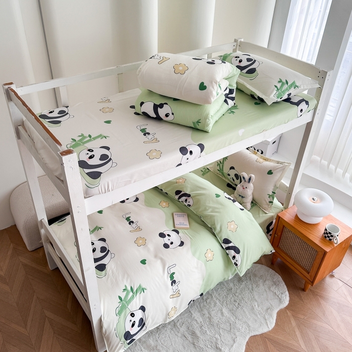 91家纺网 家纺一手货源 找家纺 南通菲度家纺 2025新款高克重芦荟棉四件套-宿舍 熊猫乐园